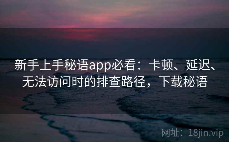 新手上手秘语app必看：卡顿、延迟、无法访问时的排查路径，下载秘语