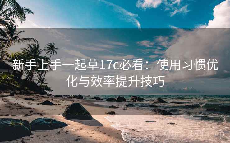 新手上手一起草17c必看：使用习惯优化与效率提升技巧